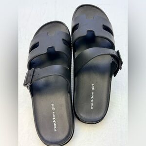 Madden Girl Black Double-Strap Slide Sandals